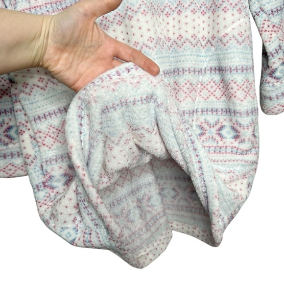 Nautica Plush Fair Isle Print Hooded Cozy Lounge Dress Or Nightgown - Picture 7 of 12